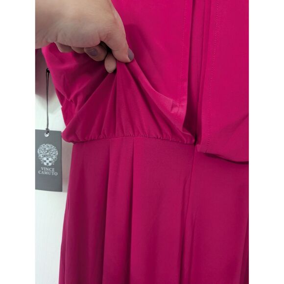 🎀 Vince Camuto Bow Shoulder Jumpsuit Hot Pink Size 0 NWT - Picture 11 of 11